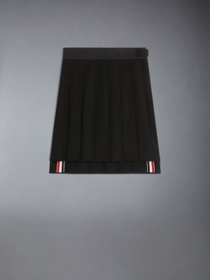 Girls's Thom Browne Pique Suiting Pleated Mini Skirts Black | TAZ71X95401