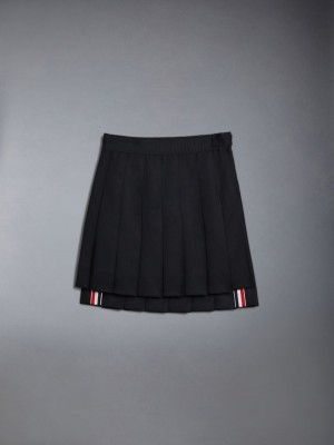 Girls's Thom Browne Twill Pleated Mini Skirts Black | QDU04L00775