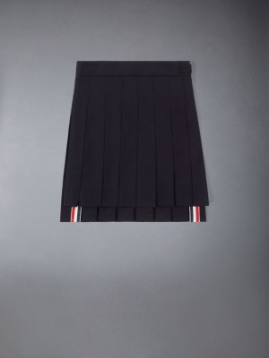 Girls's Thom Browne Twill Wool Pleated Mini Skirts Blue | CHU60C34024