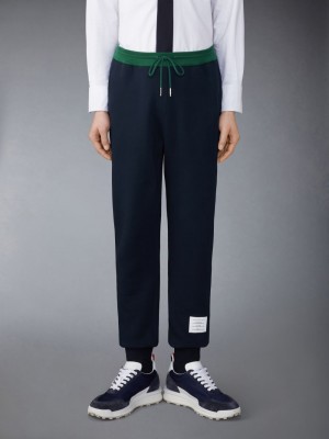 Men Thom Browne Brushed Color Blocked Sweatpants Blue | KZY95I40173