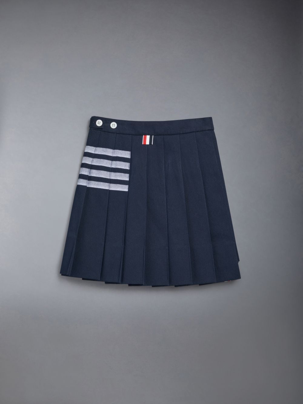 Girls's Thom Browne Cotton 4-Bar Pleated Mini Skirts Blue | HJG04O41437