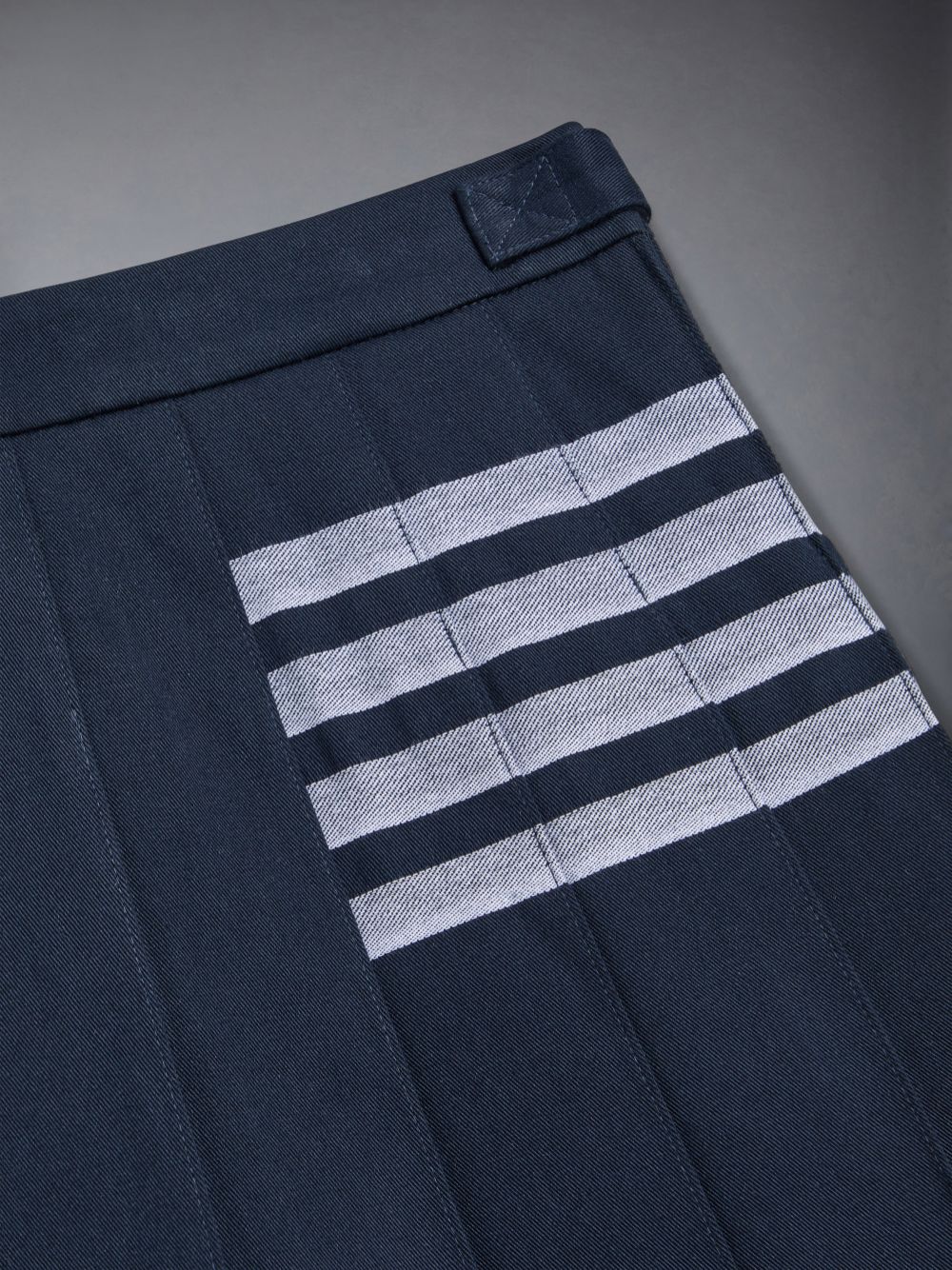 Girls's Thom Browne Cotton 4-Bar Pleated Mini Skirts Blue | HJG04O41437