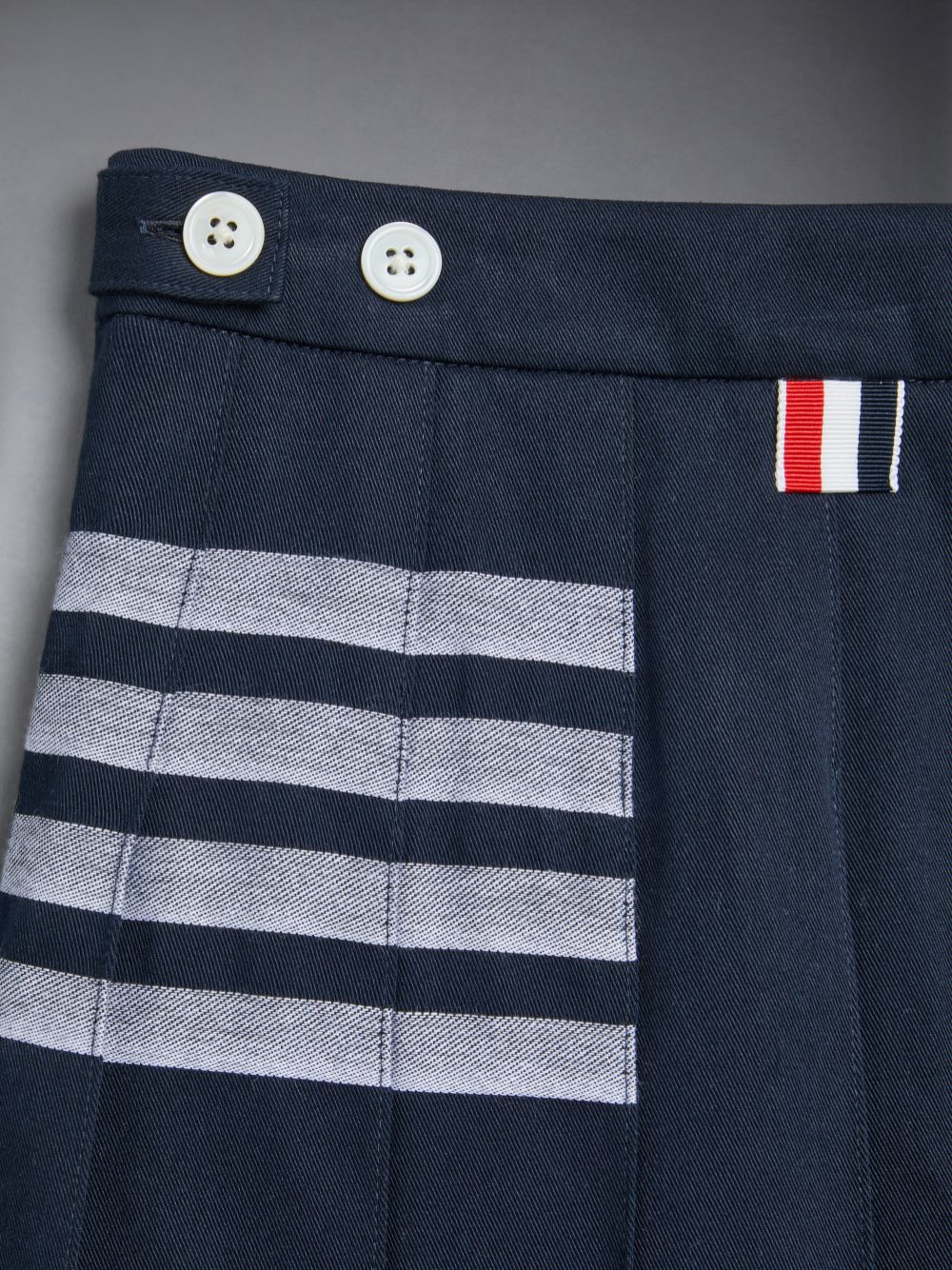 Girls's Thom Browne Cotton 4-Bar Pleated Mini Skirts Blue | HJG04O41437