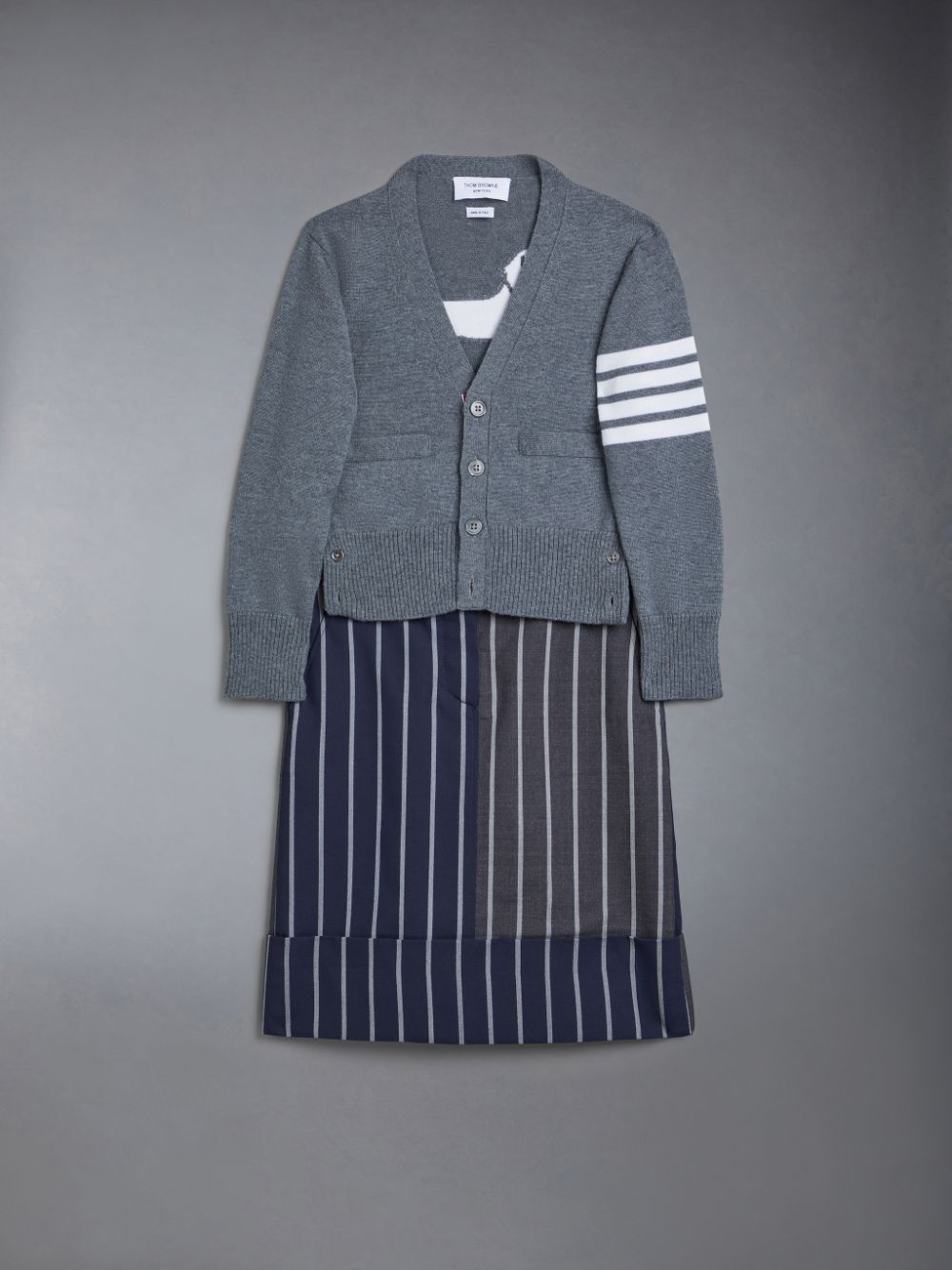 Girls's Thom Browne FunMix Wool Bold Stripe A-line Sack Skirts Blue | HCL39G52215