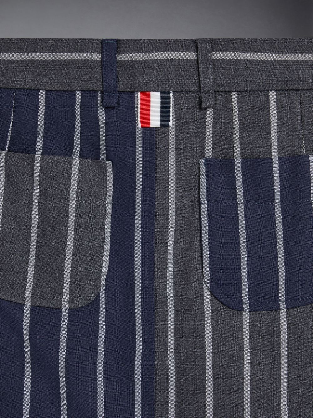 Girls's Thom Browne FunMix Wool Bold Stripe A-line Sack Skirts Blue | HCL39G52215