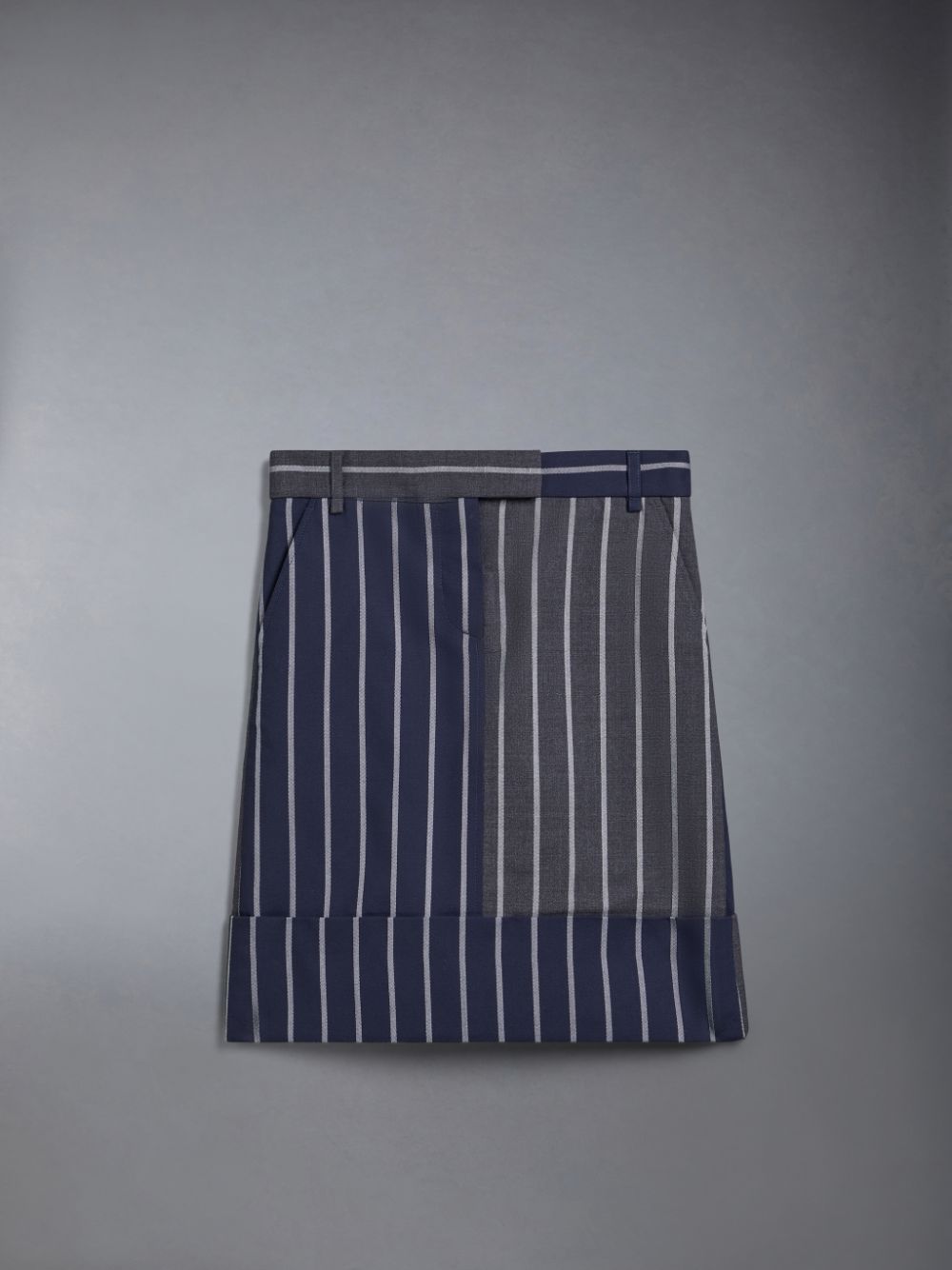 Girls\'s Thom Browne FunMix Wool Bold Stripe A-line Sack Skirts Blue | HCL39G52215