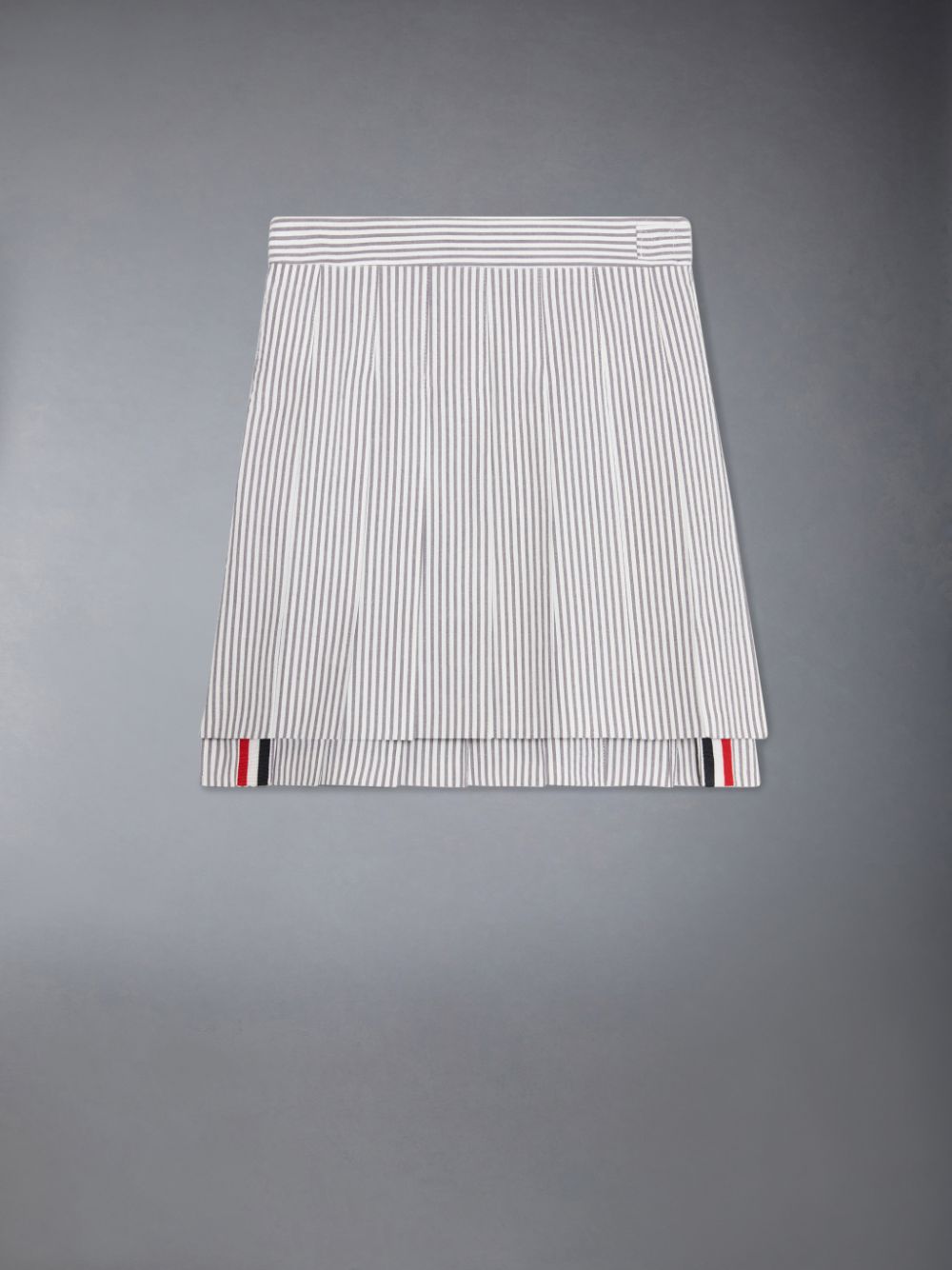 Girls\'s Thom Browne Seersucker Pleated Mini Skirts Grey | BIZ52F05870
