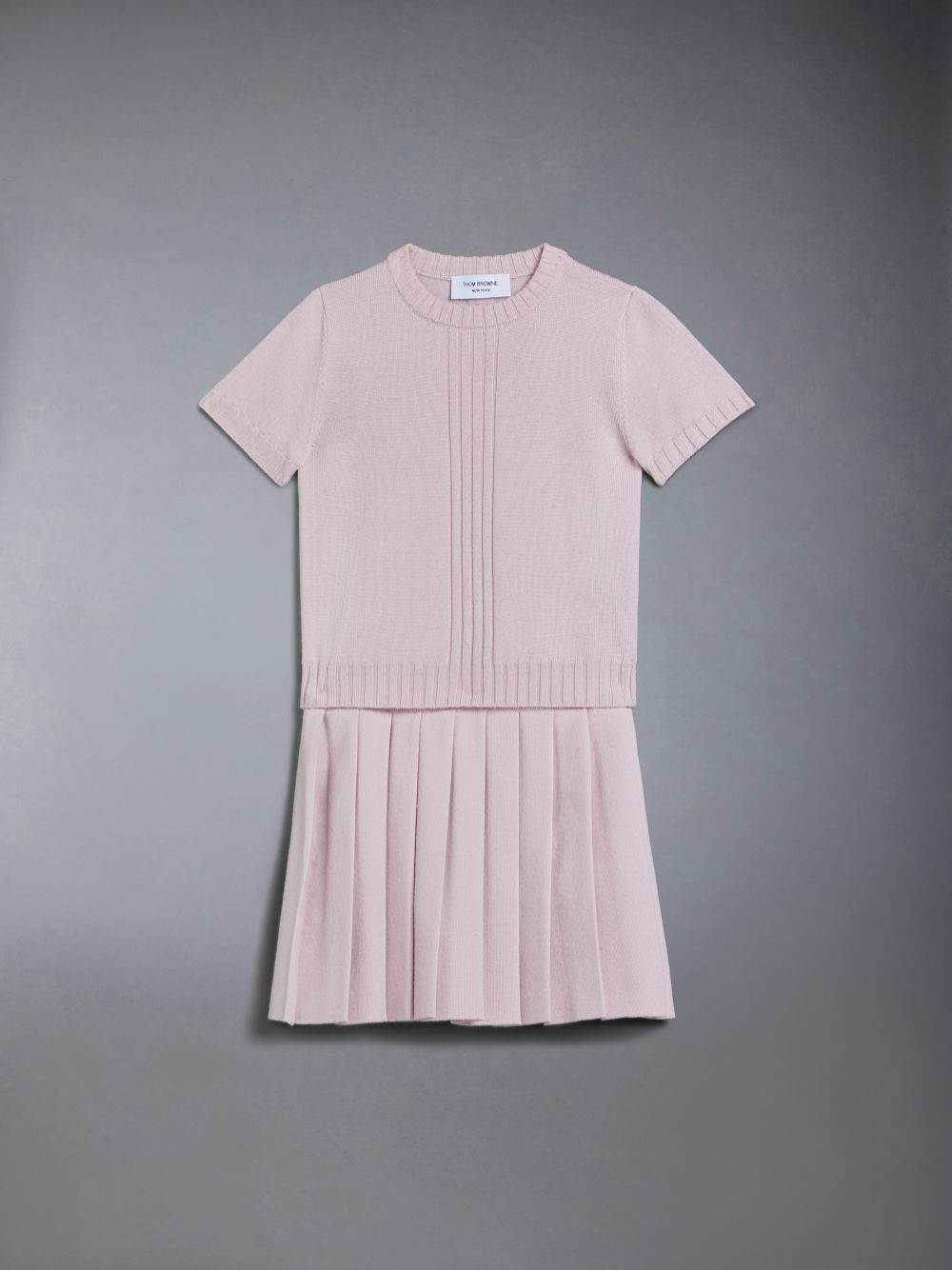 Girls's Thom Browne Wool Knit Pleated Skirts Pink | MZQ45R15149