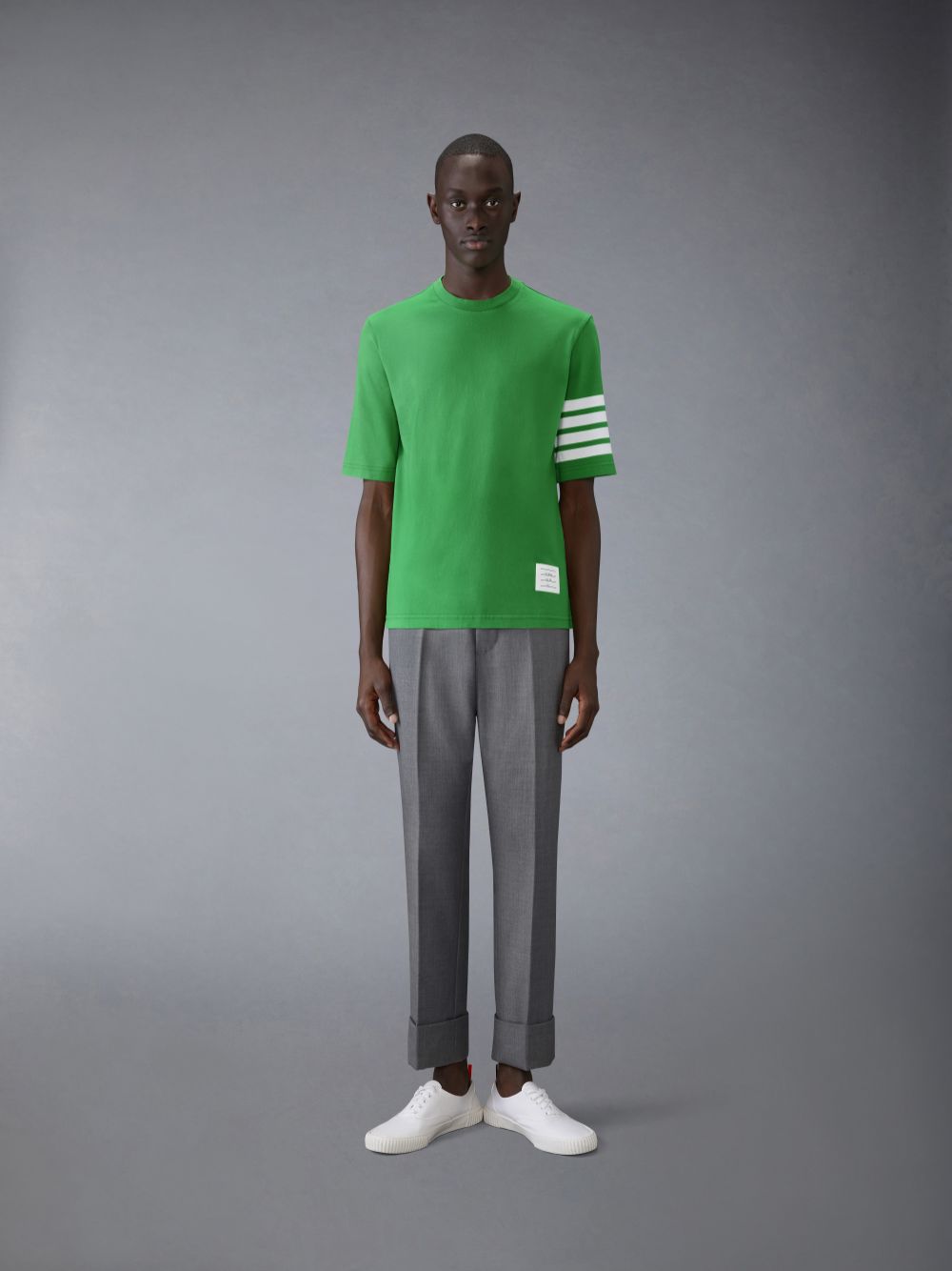 Men Thom Browne 4-Bar round-neck T Shirts Green | VDX22D04669