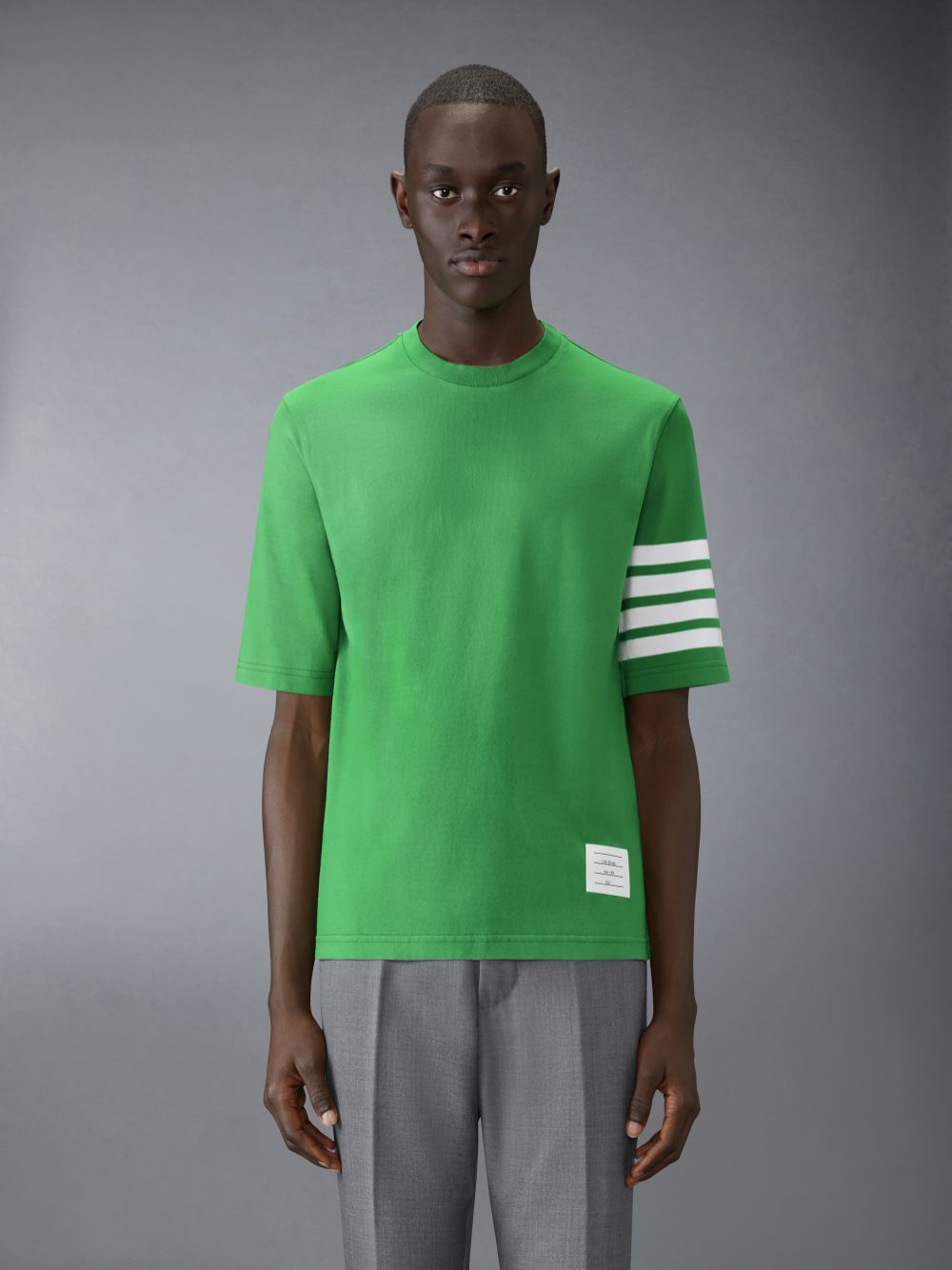 Men Thom Browne 4-Bar round-neck T Shirts Green | VDX22D04669