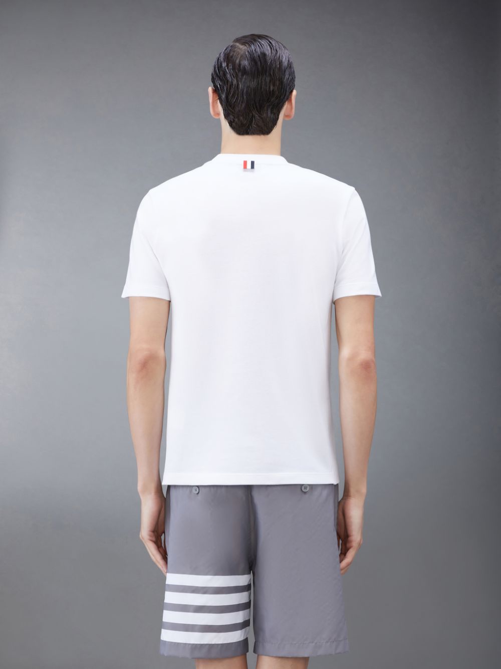 Men Thom Browne CLASSIC PIQUE 4-BAR T Shirts White | QEK83N03044