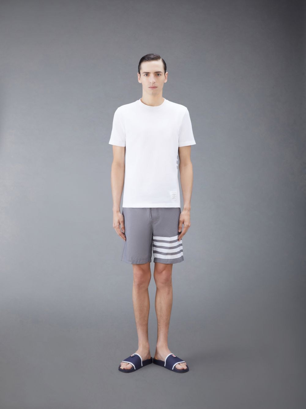 Men Thom Browne CLASSIC PIQUE 4-BAR T Shirts White | QEK83N03044