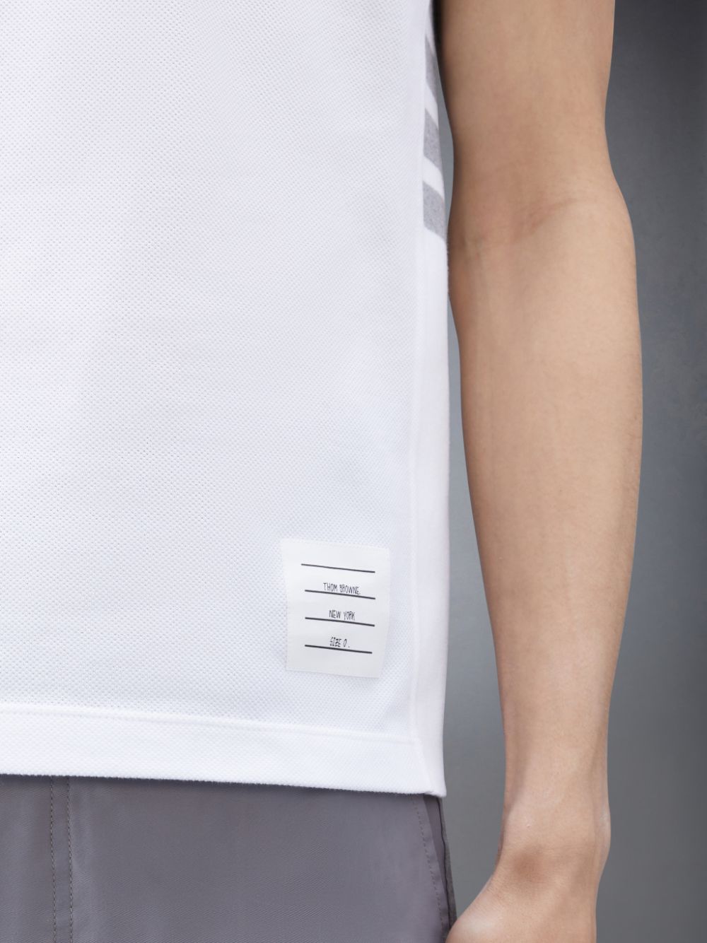Men Thom Browne CLASSIC PIQUE 4-BAR T Shirts White | QEK83N03044