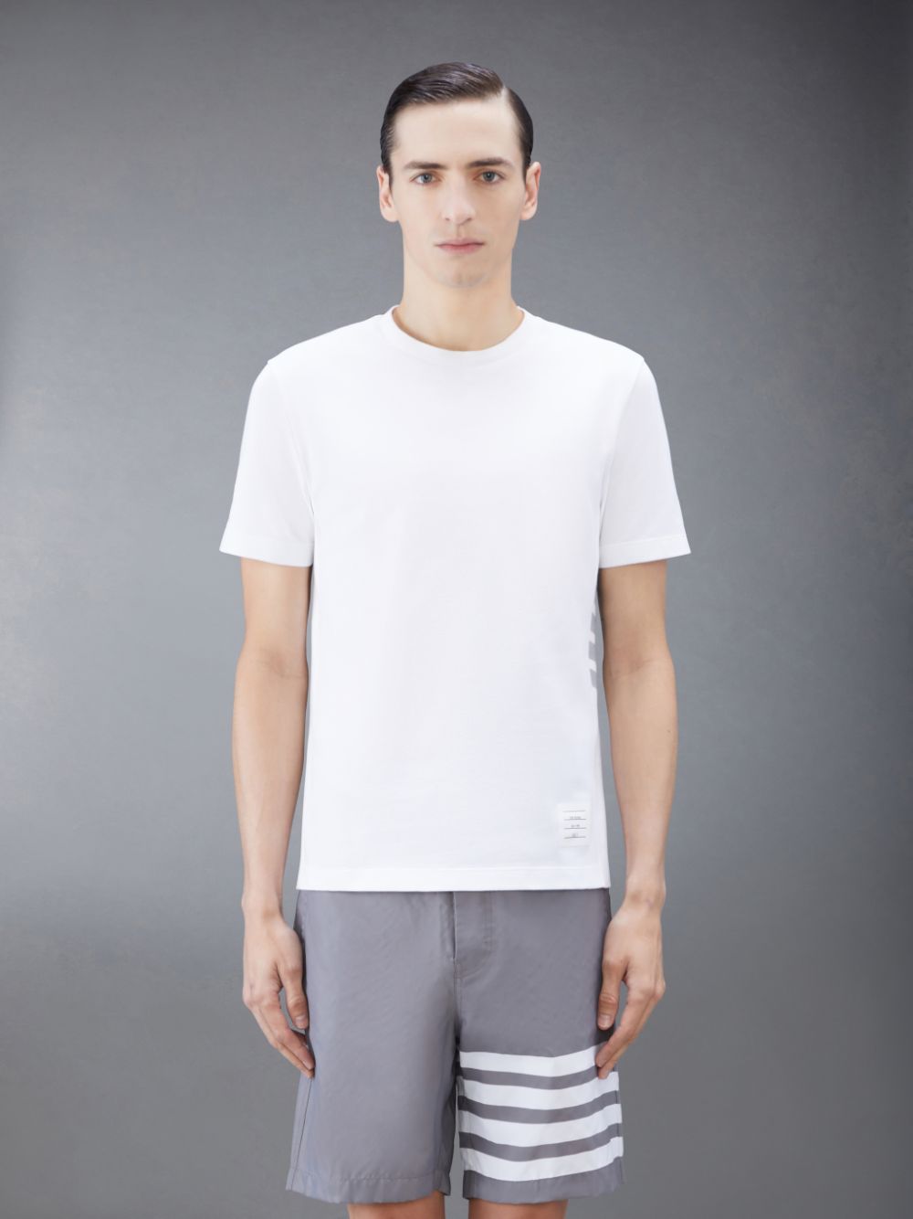 Men Thom Browne CLASSIC PIQUE 4-BAR T Shirts White | QEK83N03044