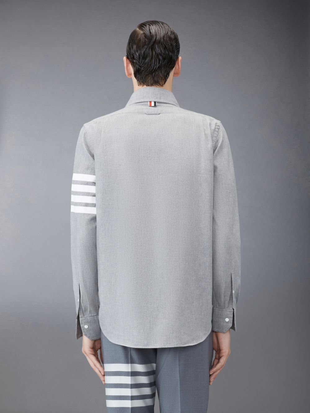 Men Thom Browne Chambray 4-Bar Shirts Grey | GGZ47P20131