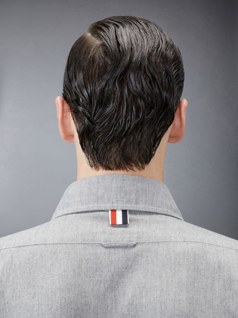 Men Thom Browne Chambray 4-Bar Shirts Grey | GGZ47P20131
