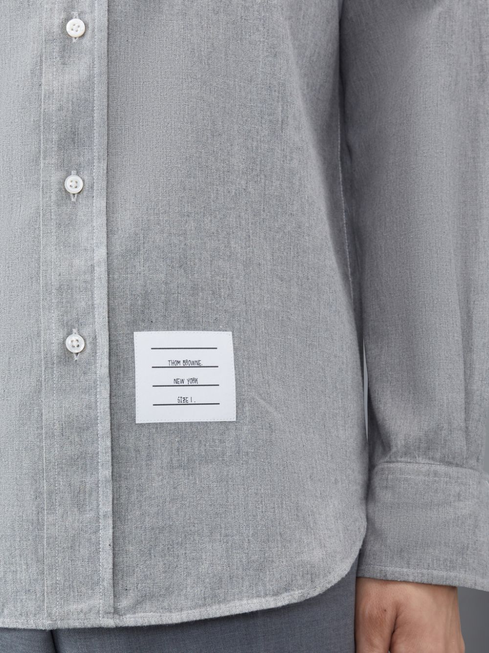 Men Thom Browne Chambray 4-Bar Shirts Grey | GGZ47P20131