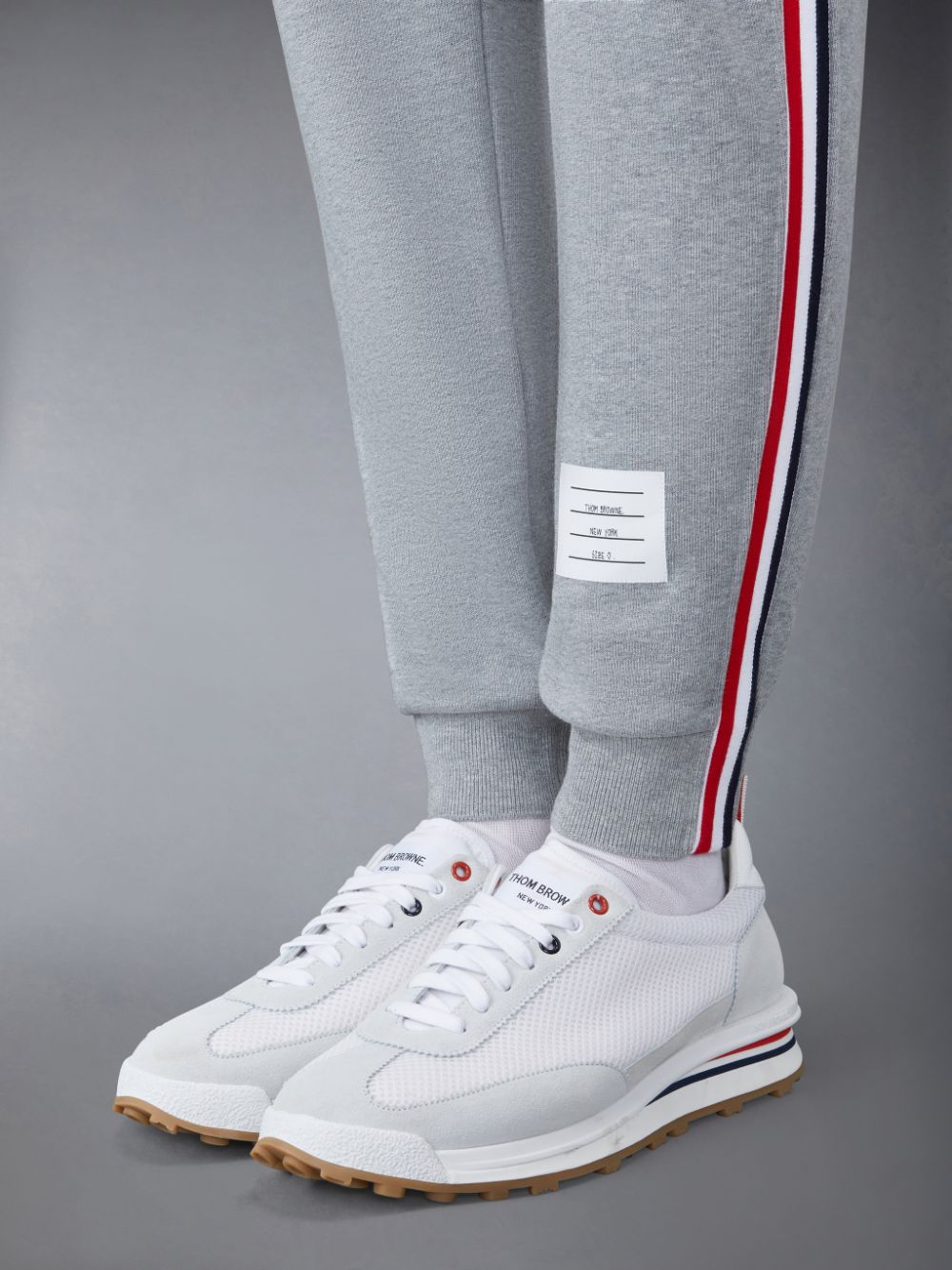 Men Thom Browne Classic Loopback Stripe Sweatpants Grey | UAU40P70955