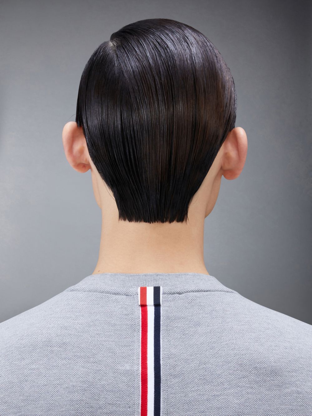 Men Thom Browne Classic Pique Stripe T Shirts Grey | RSV17F33886