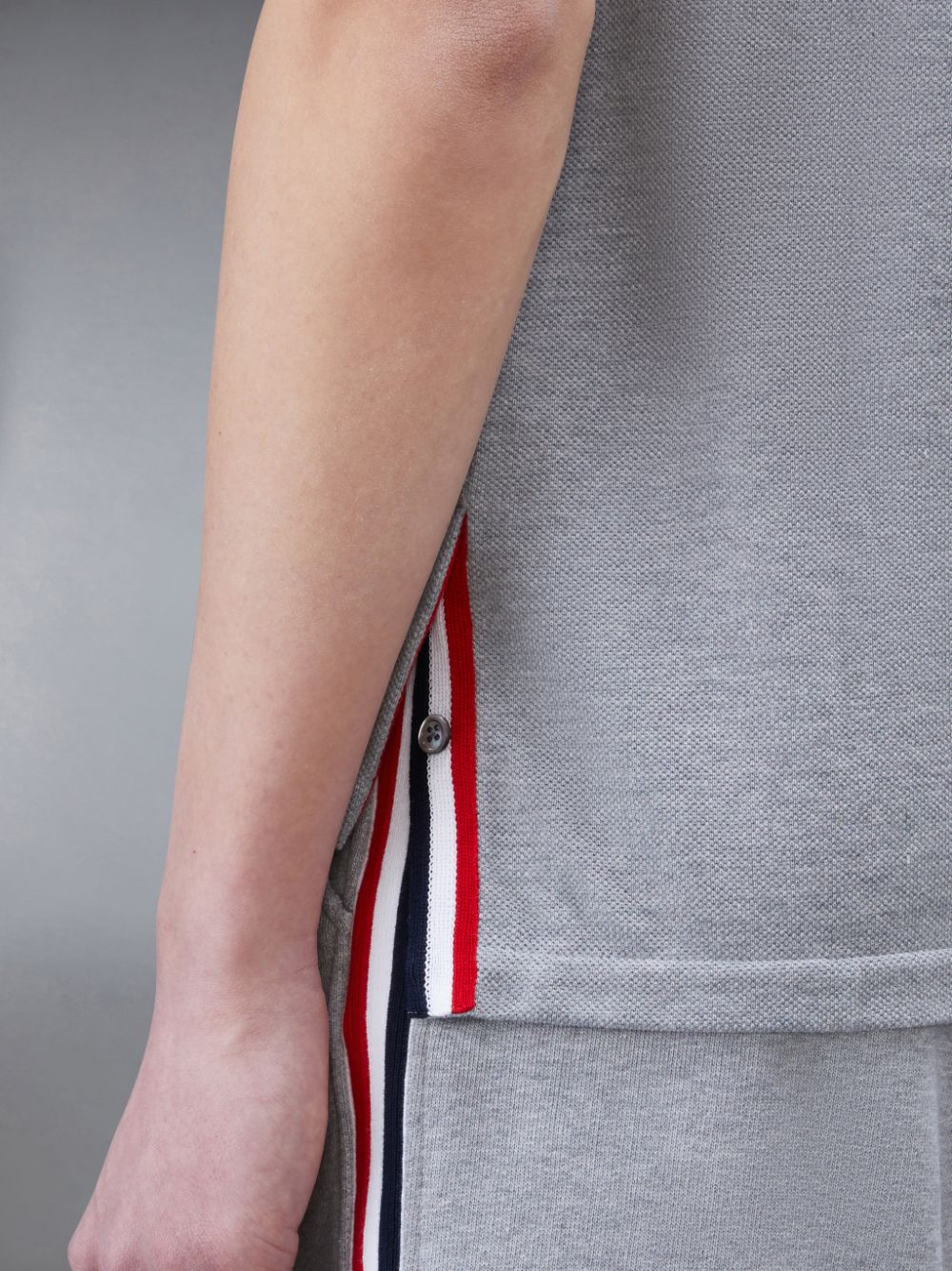 Men Thom Browne Classic Pique Stripe T Shirts Grey | RSV17F33886