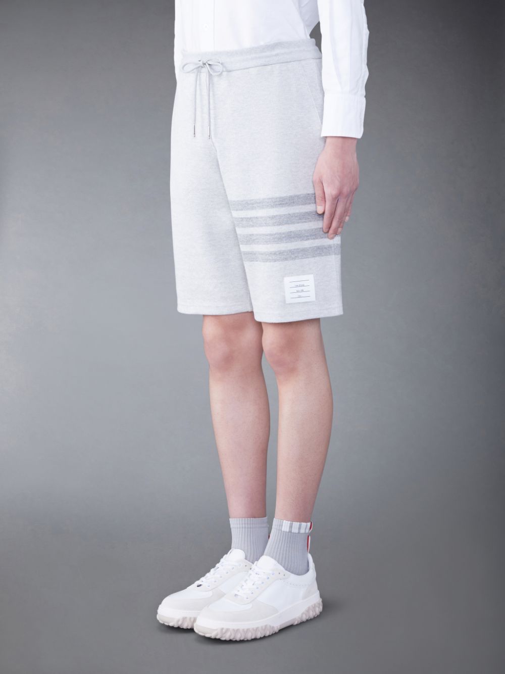 Men Thom Browne Double Face Knit 4-Bar Sweatshorts Grey | OOZ62A78491