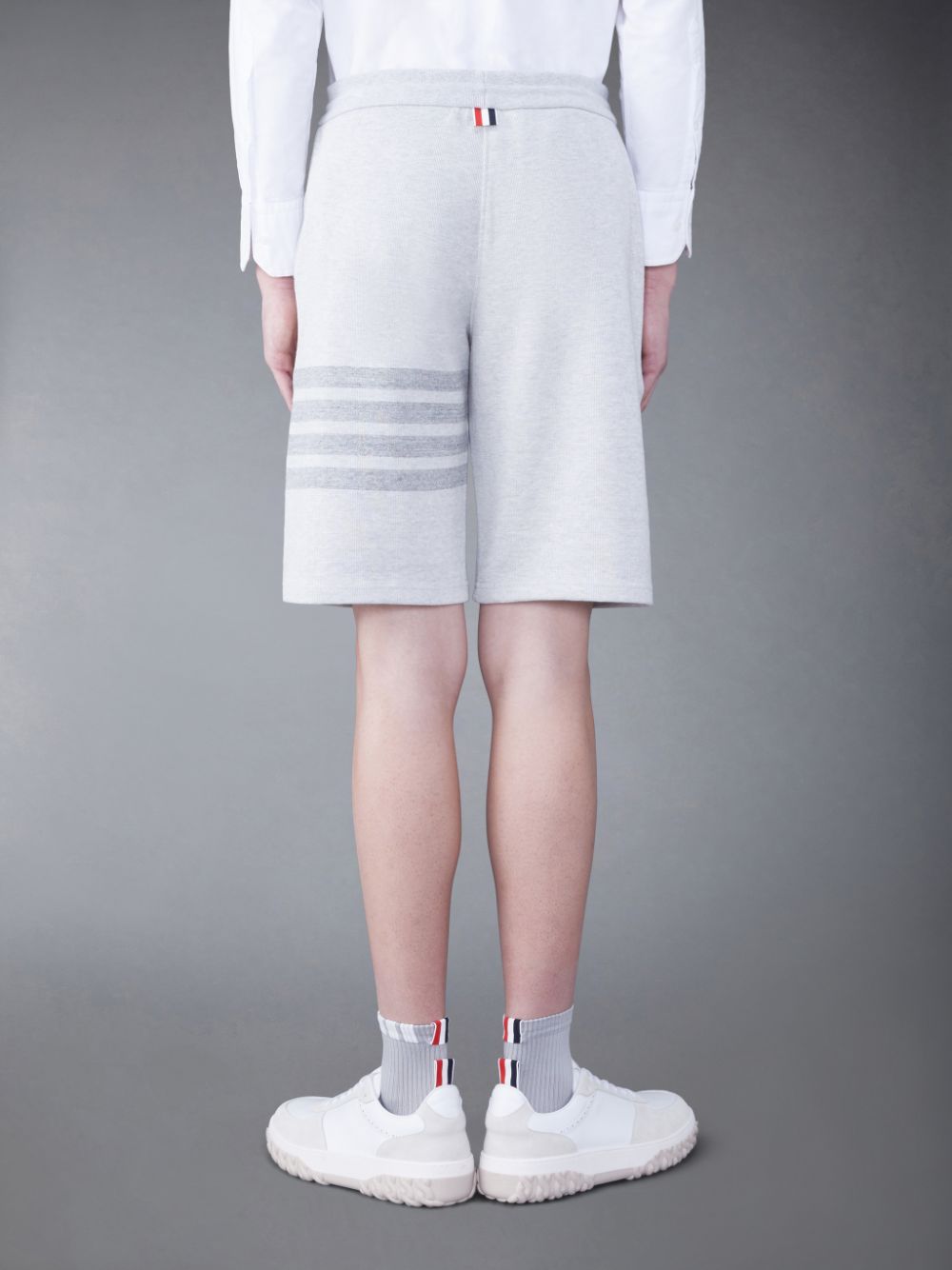 Men Thom Browne Double Face Knit 4-Bar Sweatshorts Grey | OOZ62A78491