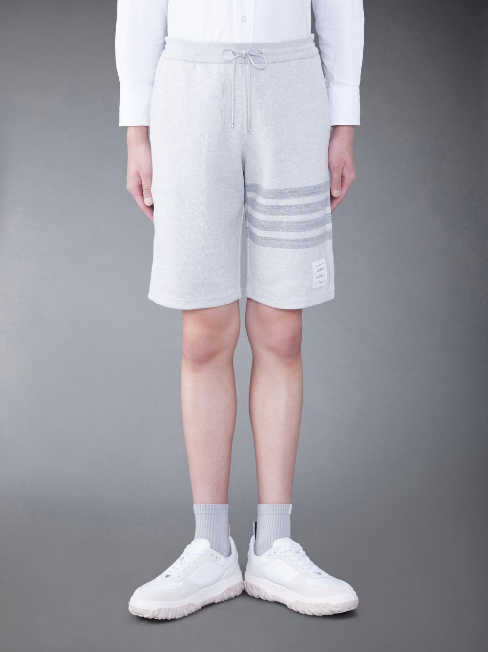 Men Thom Browne Double Face Knit 4-Bar Sweatshorts Grey | OOZ62A78491