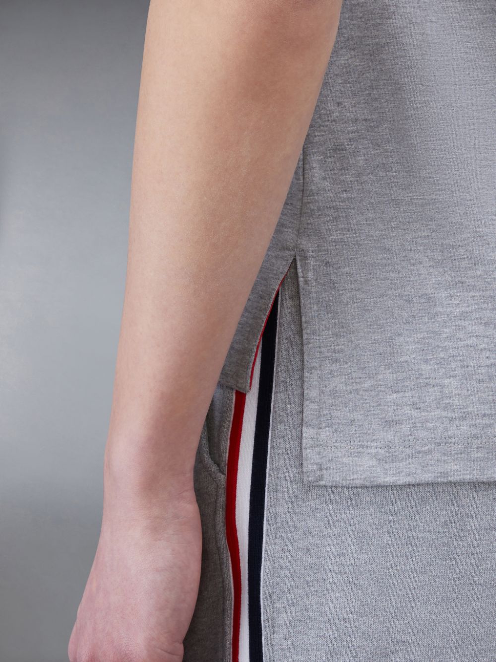 Men Thom Browne Jersey Relaxed Side Slit T Shirts Grey | RRK76T18726