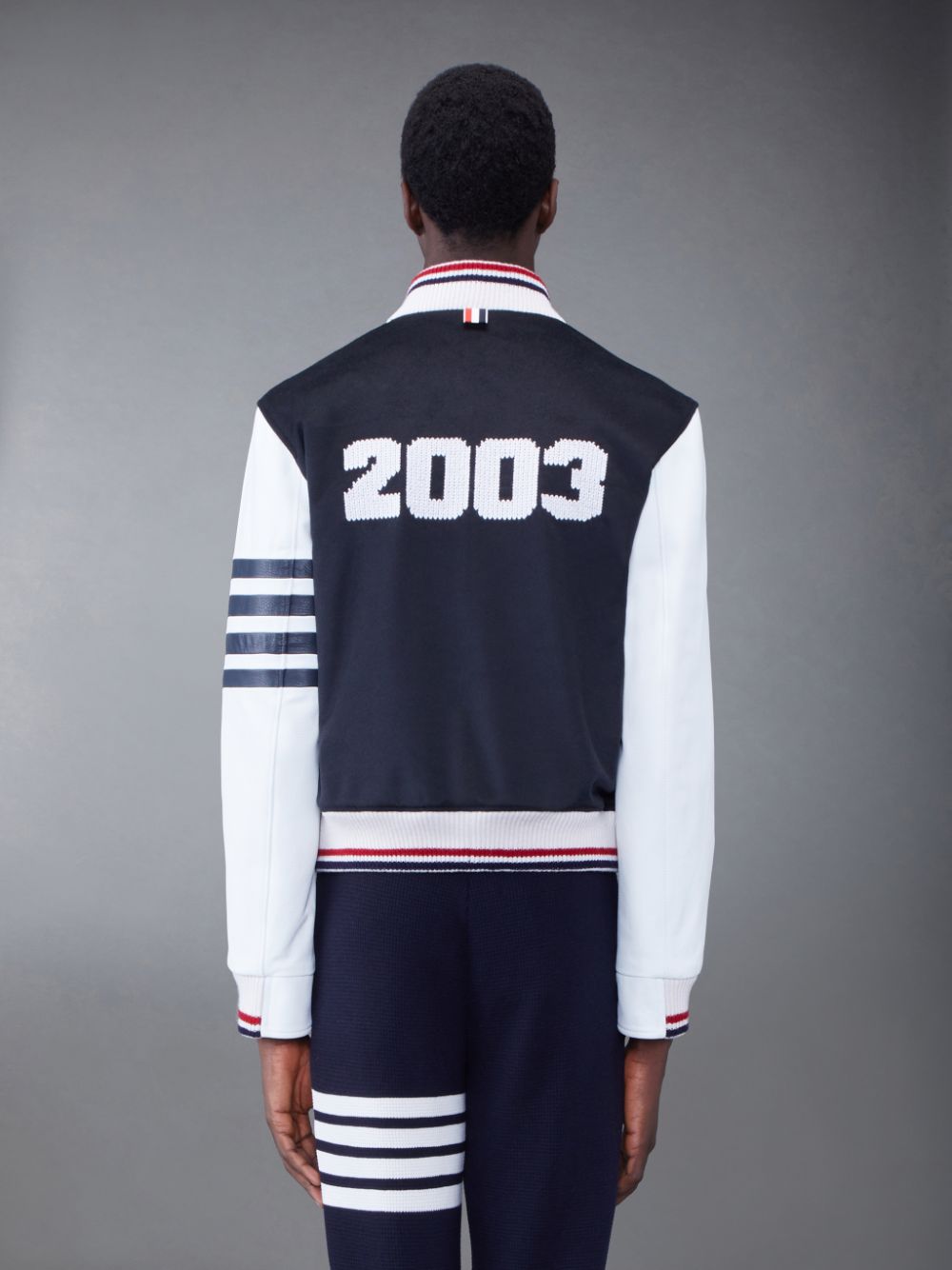 Men Thom Browne KNIT RIB 2003 4-BAR BLOUSON Jackets Blue | YWT80D80406