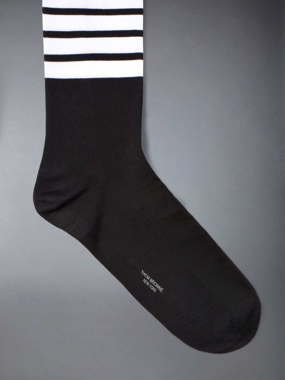 Men Thom Browne Lightweight Cotton 4-Bar Mid-calf Socks Black | ZZI99J50739
