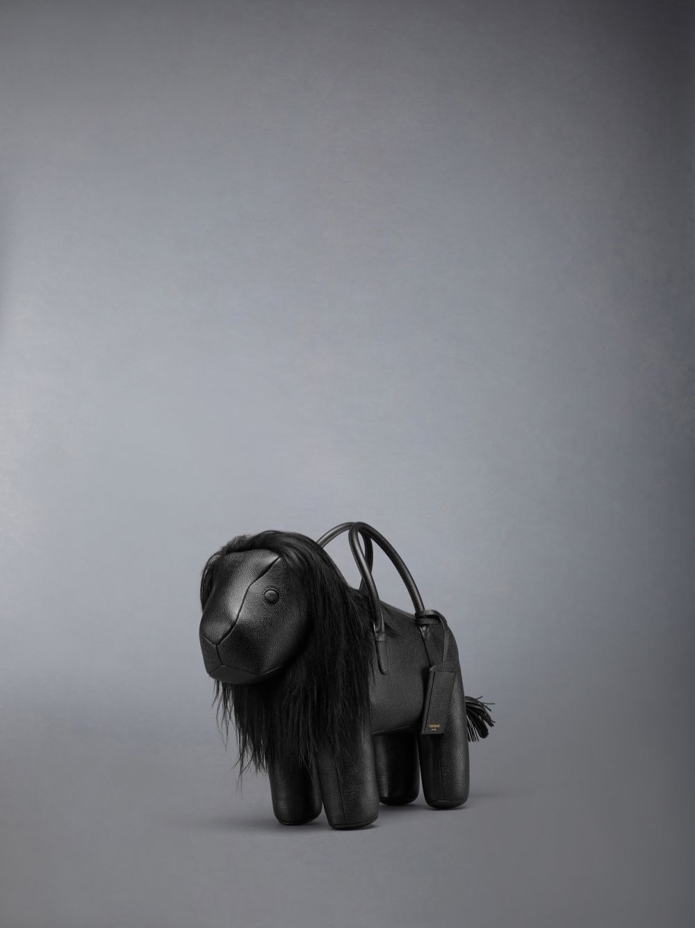 Men Thom Browne Lion in Pebble Grain Tote Bags Black | IML67B40479