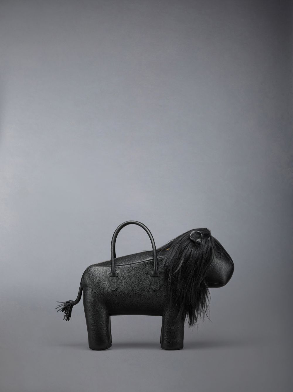 Men Thom Browne Lion in Pebble Grain Tote Bags Black | IML67B40479