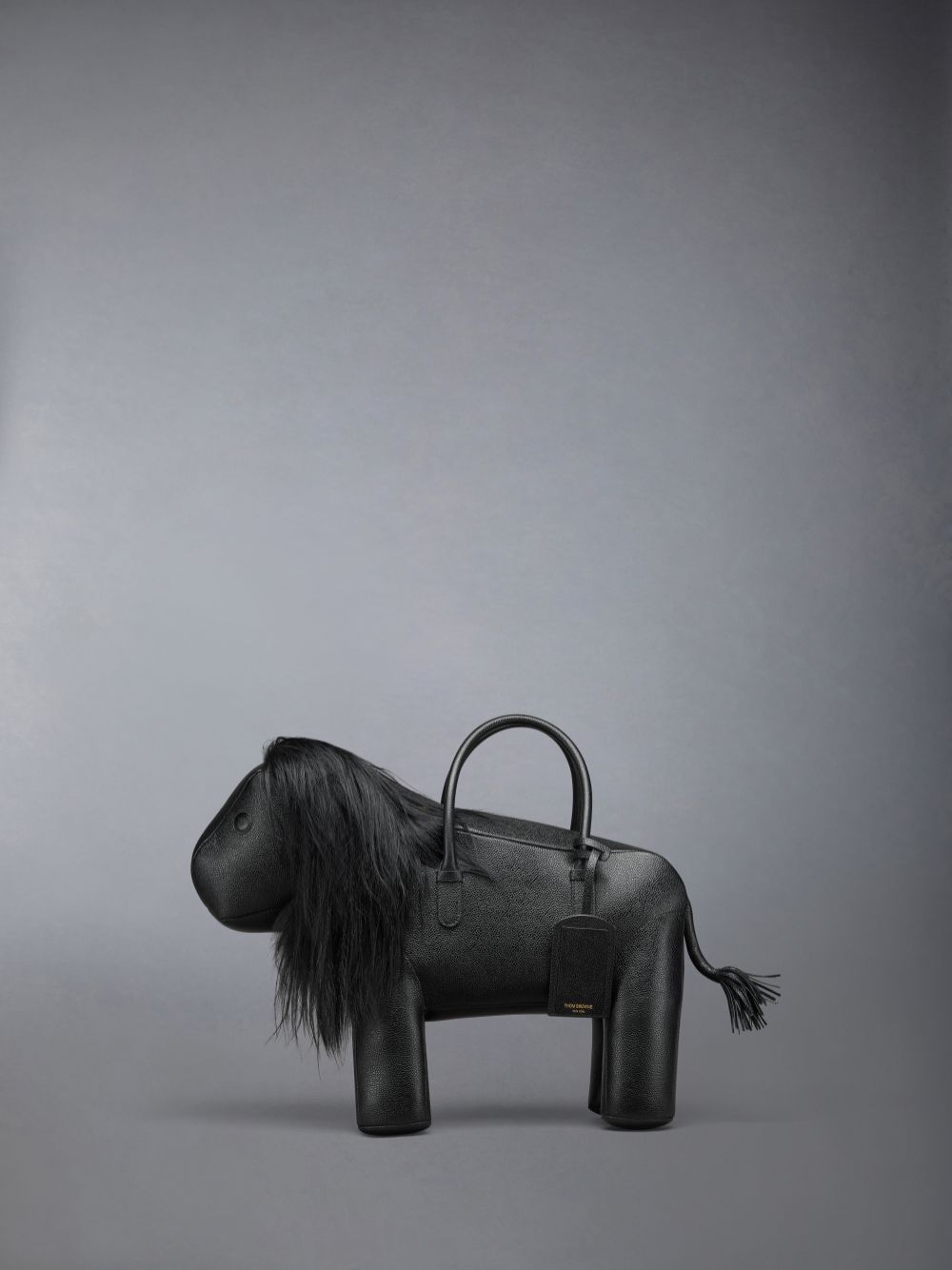 Men Thom Browne Lion in Pebble Grain Tote Bags Black | IML67B40479