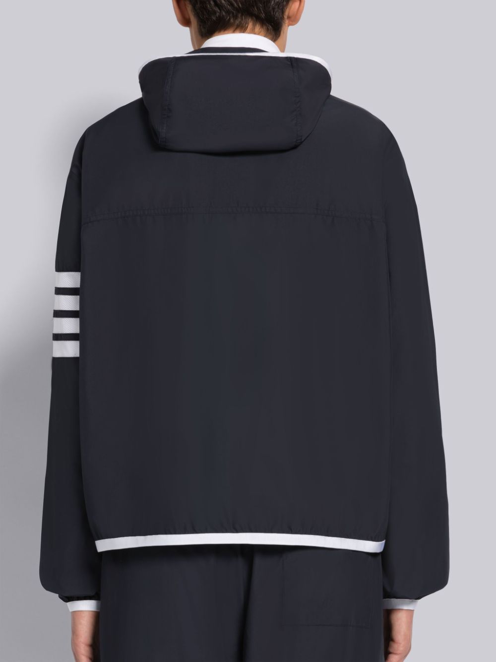 Men Thom Browne MILITARY RIPSTOP MESH 4-BAR PACKABLE ZIP Hoodie Blue | FES56D73812