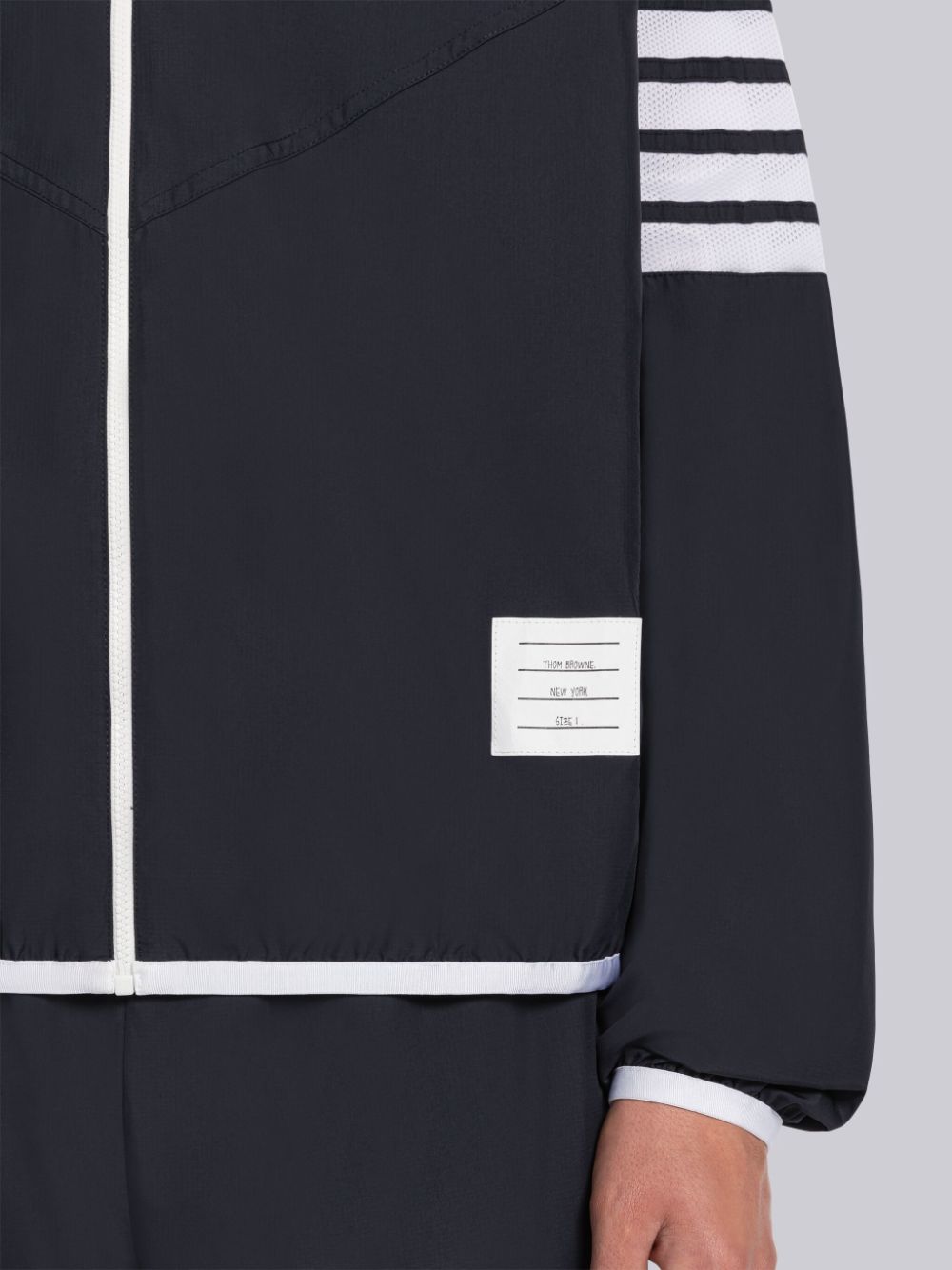 Men Thom Browne MILITARY RIPSTOP MESH 4-BAR PACKABLE ZIP Hoodie Blue | FES56D73812