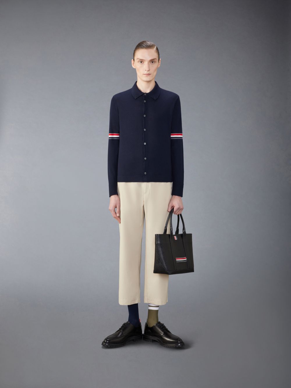 Men Thom Browne Merino Wool Armband Shirts Blue | TCP28E11198