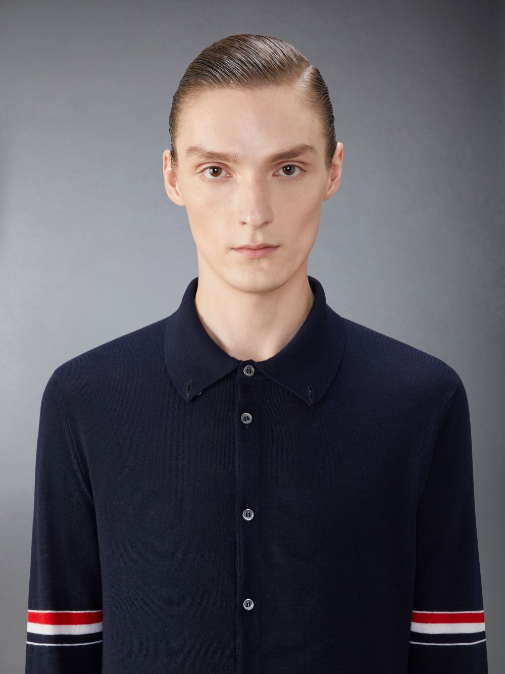 Men Thom Browne Merino Wool Armband Shirts Blue | TCP28E11198