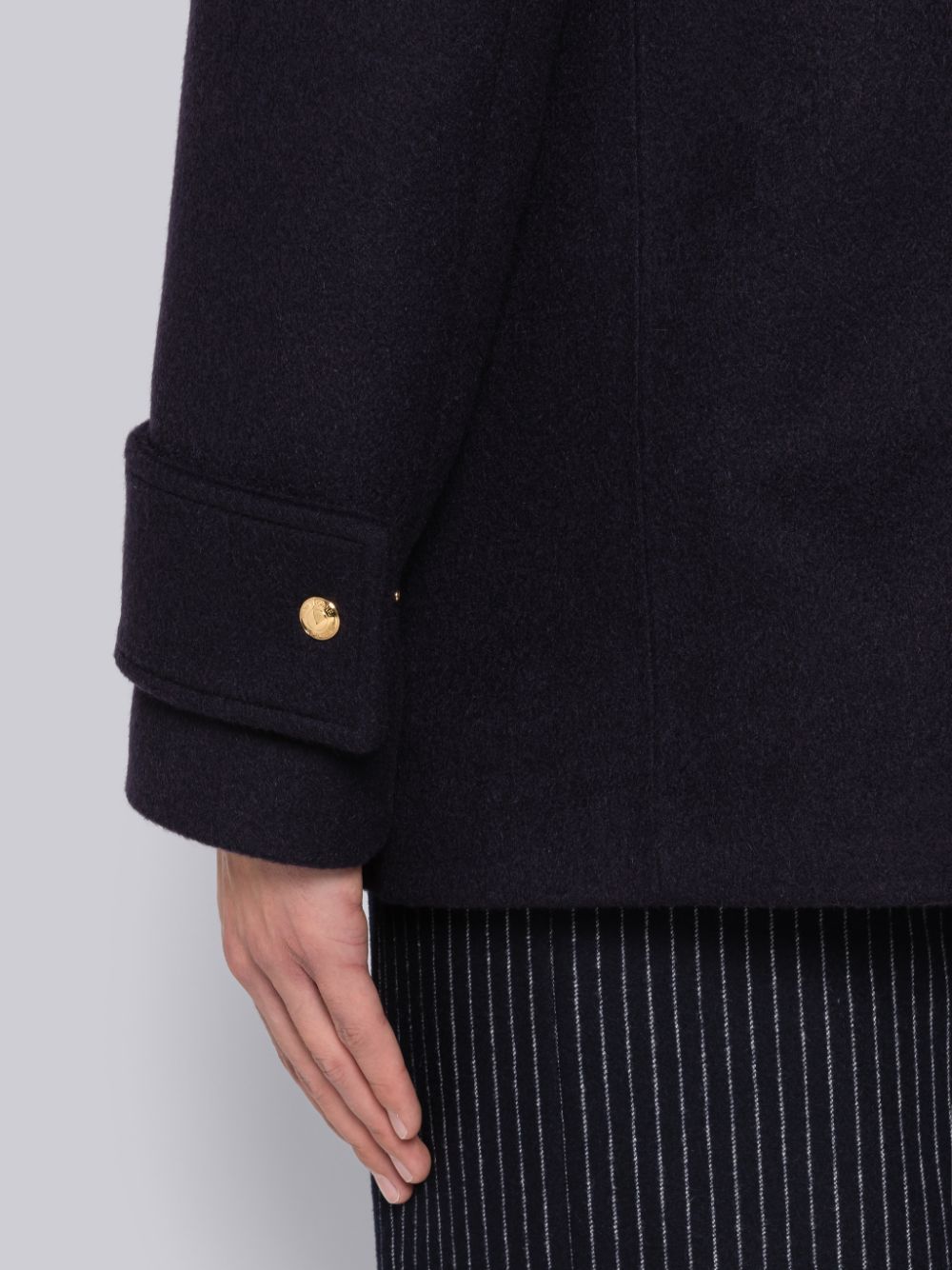 Men Thom Browne Military Weight Cashmere Snap Front Rain Parka Blue | OUE92V20024