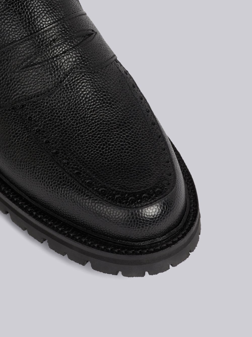 Men Thom Browne Pebble Grain Leather Rubber Commando Sole Classic Penny Loafers Black | IKX97E78881