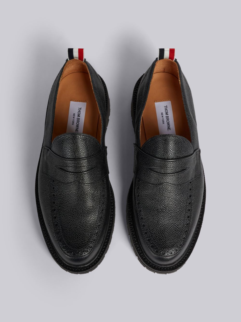Men Thom Browne Pebble Grain Leather Rubber Commando Sole Classic Penny Loafers Black | IKX97E78881