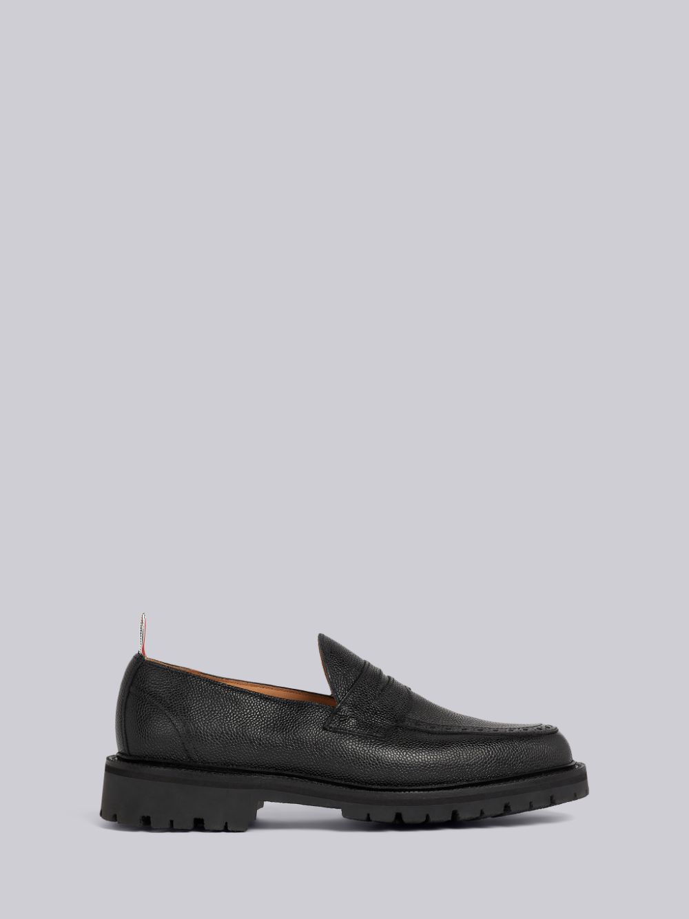 Men Thom Browne Pebble Grain Leather Rubber Commando Sole Classic Penny Loafers Black | IKX97E78881