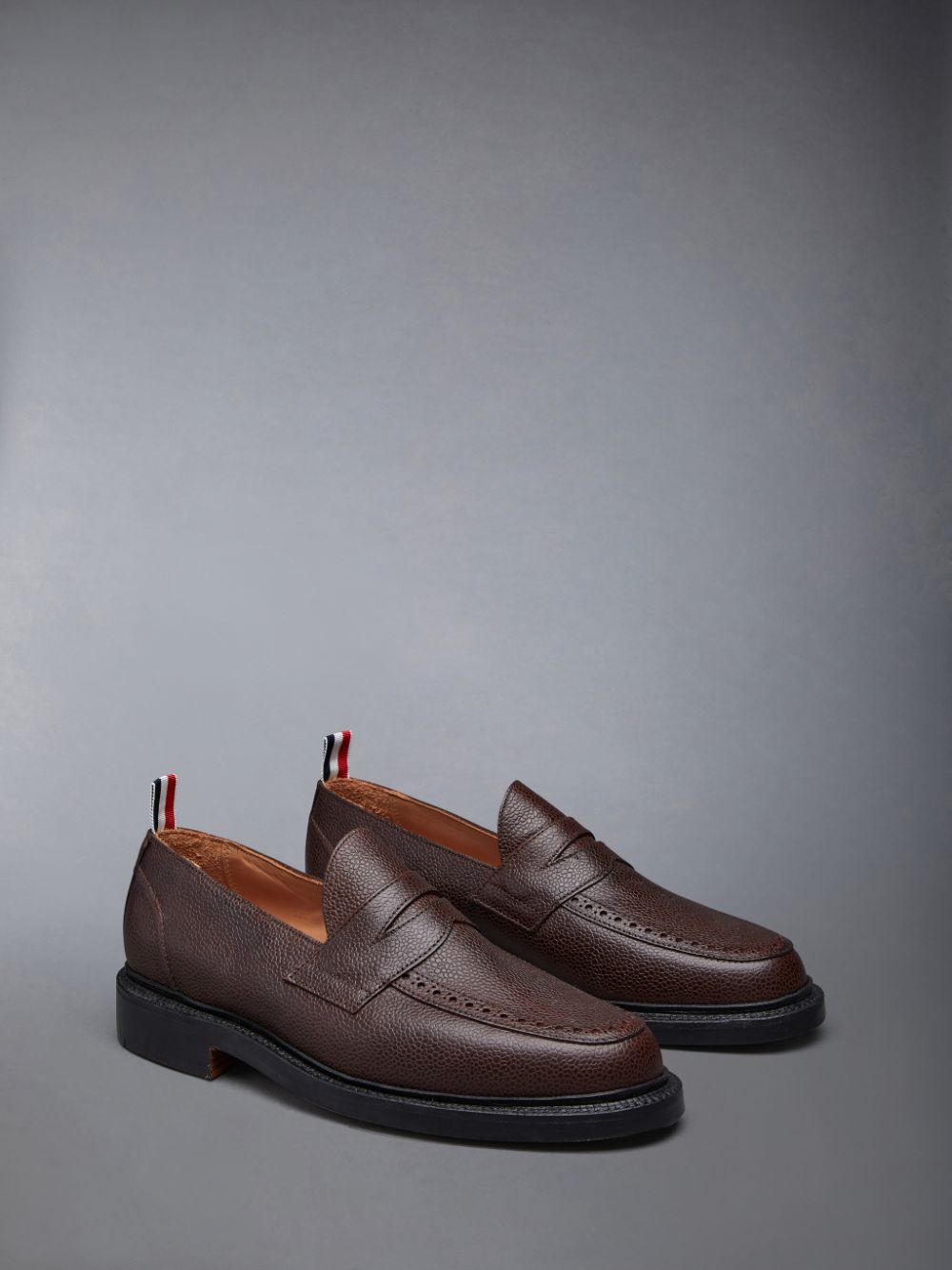Men Thom Browne Pebble Grain Penny Loafers Brown | GKC96W65026