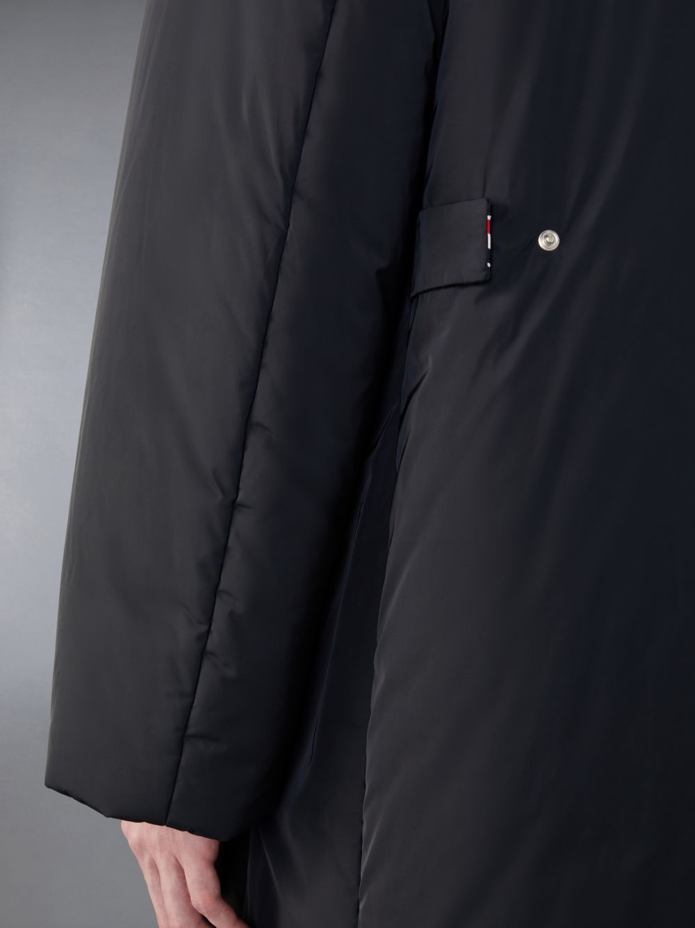 Men Thom Browne Poly Twill Tech Down Filled Hooded Jackets Black | APM49B81330