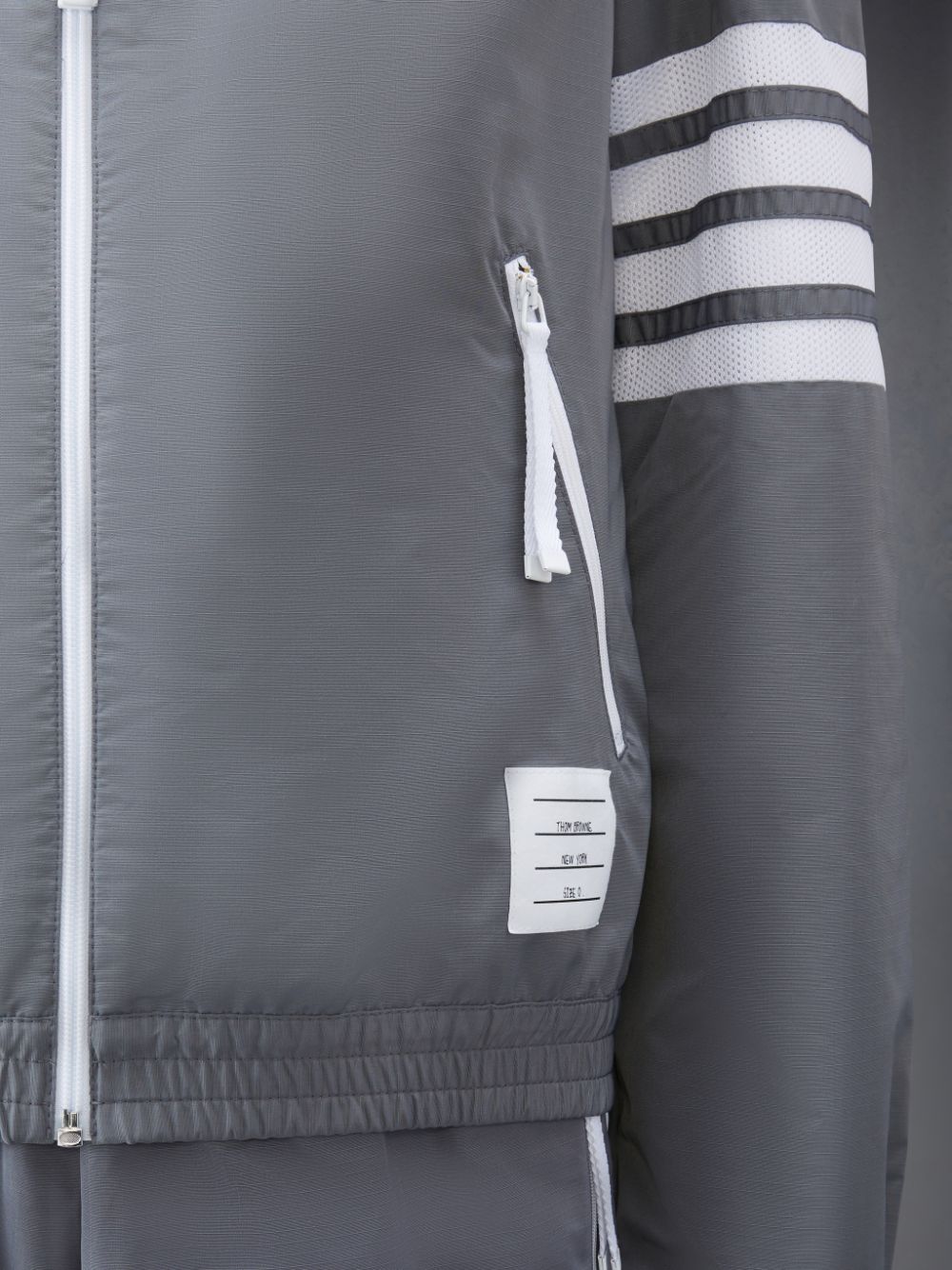 Men Thom Browne Ripstop Mesh 4-Bar Hooded Jackets Grey | ENT13V23196