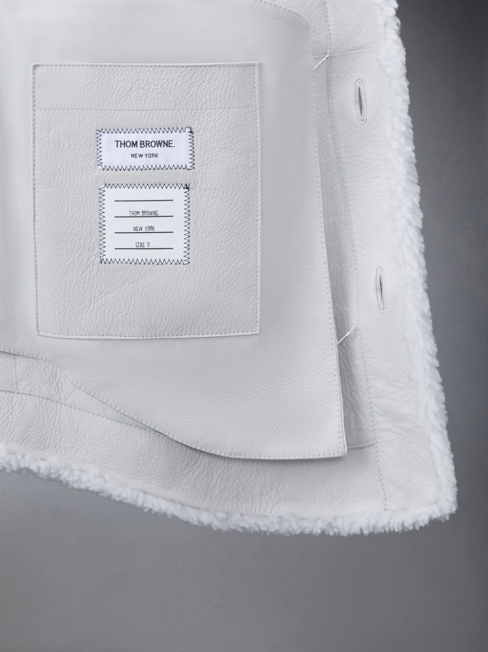 Men Thom Browne Shearling 4-Bar Oversized Shirt Jackets White | NTY13E14366