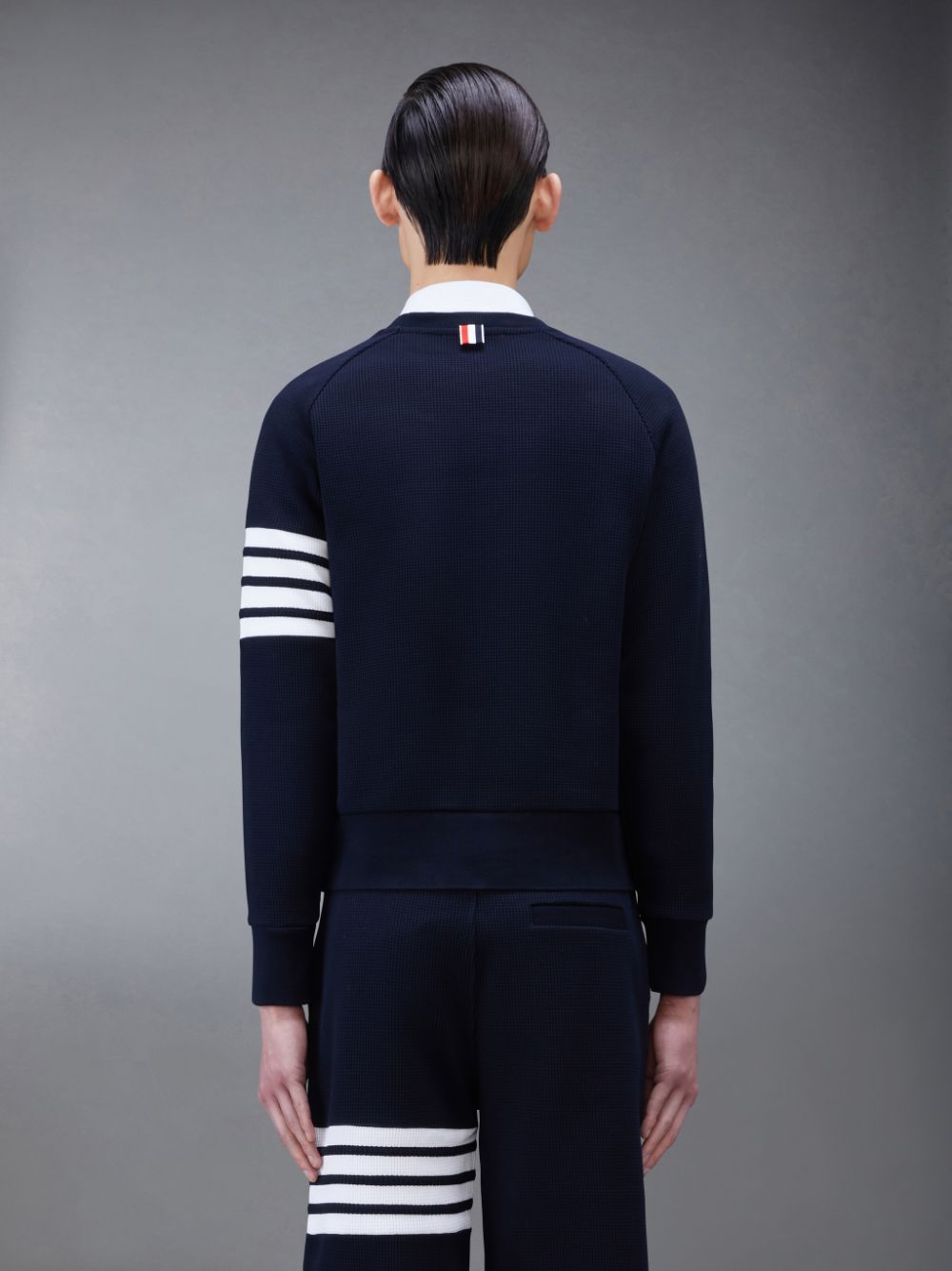 Men Thom Browne Waffle Raglan Sweatshirts Blue | EPD88S86007