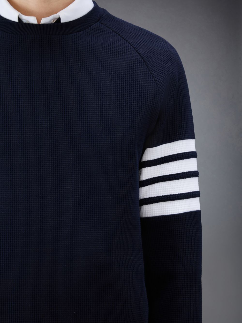 Men Thom Browne Waffle Raglan Sweatshirts Blue | EPD88S86007