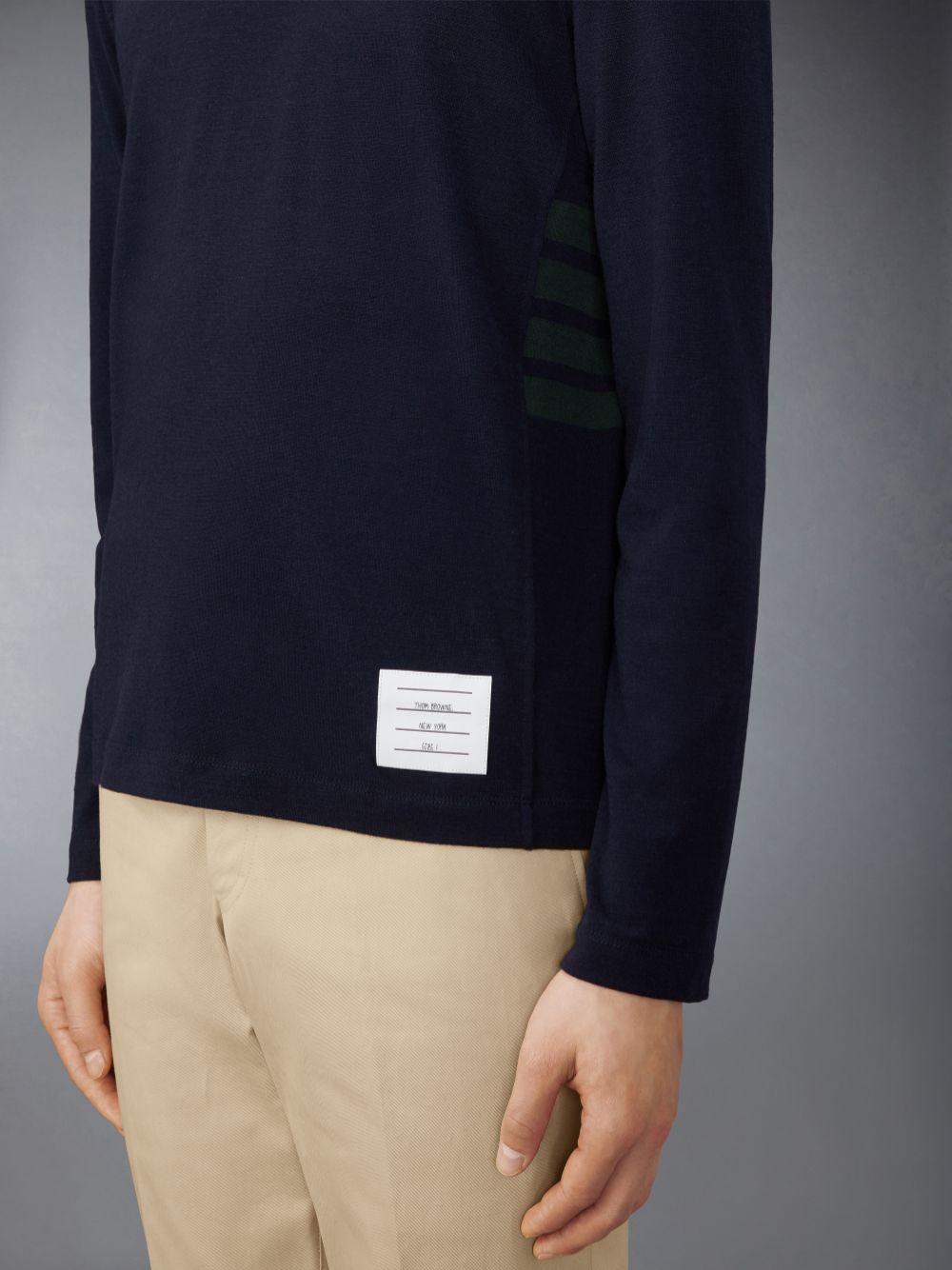 Men Thom Browne Wool Jersey 4-Bar T Shirts Blue | VYF63Y11222