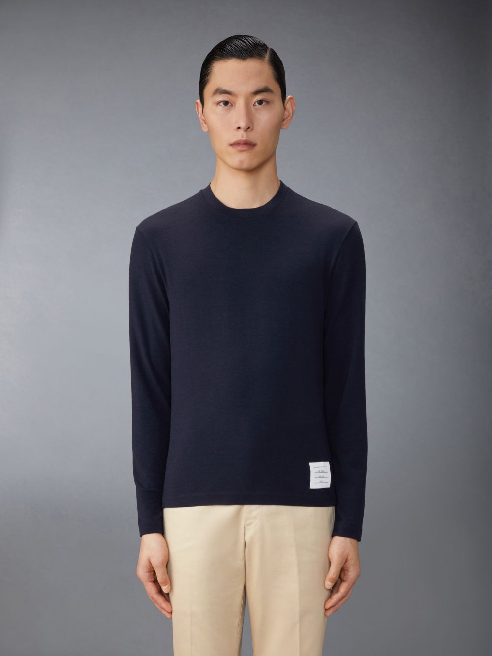 Men Thom Browne Wool Jersey 4-Bar T Shirts Blue | VYF63Y11222