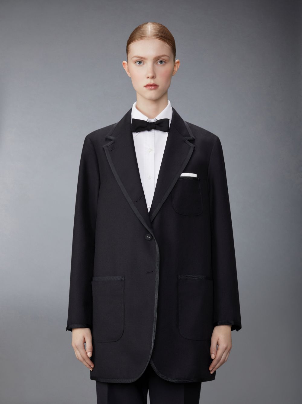 Women Thom Browne 3-Ply Mohair Oversized Sack Sport Coats Black | CPT50A67252